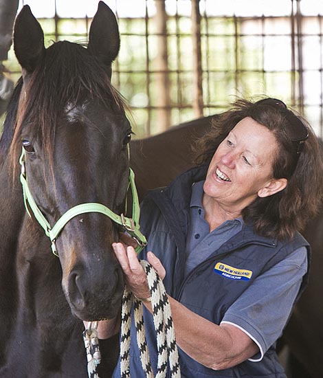 Sharon Miller with thoroughbred